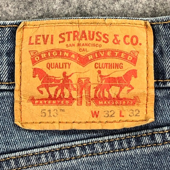 Levis 513 Mens 32x32 Blue Medium Wash Stretch Slim Straight Jeans - Picture 3 of 16